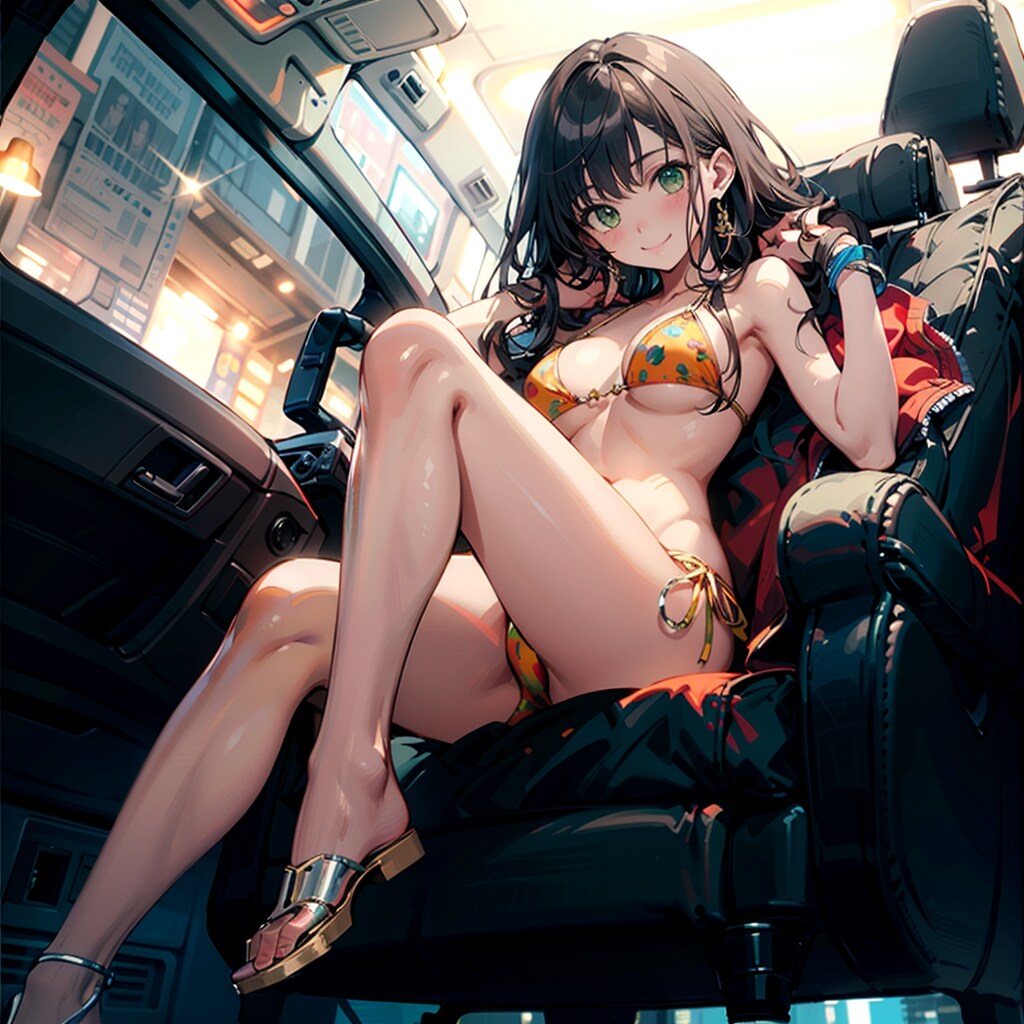 車の中でビキニ