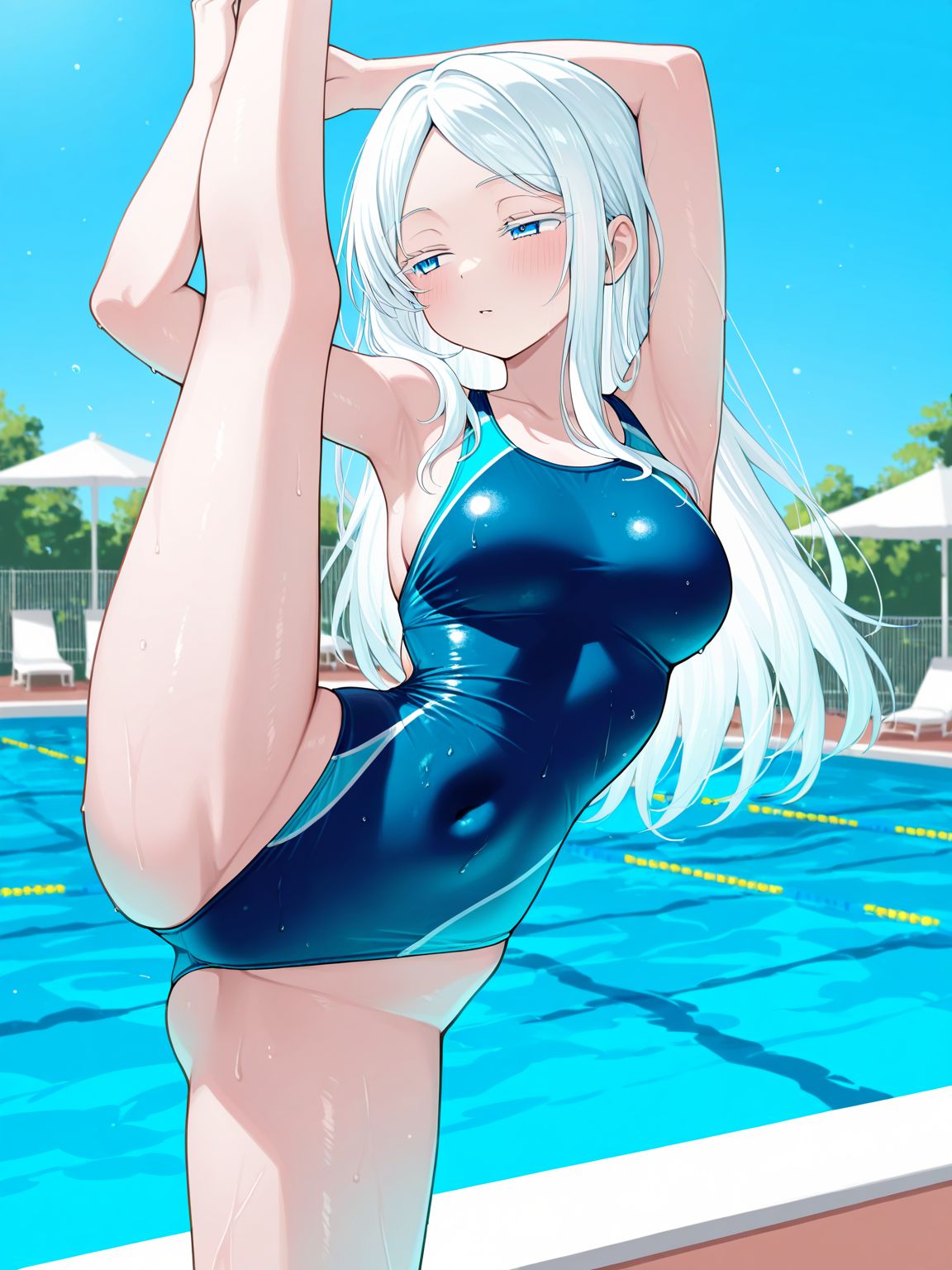 白髪の競泳水着少女2