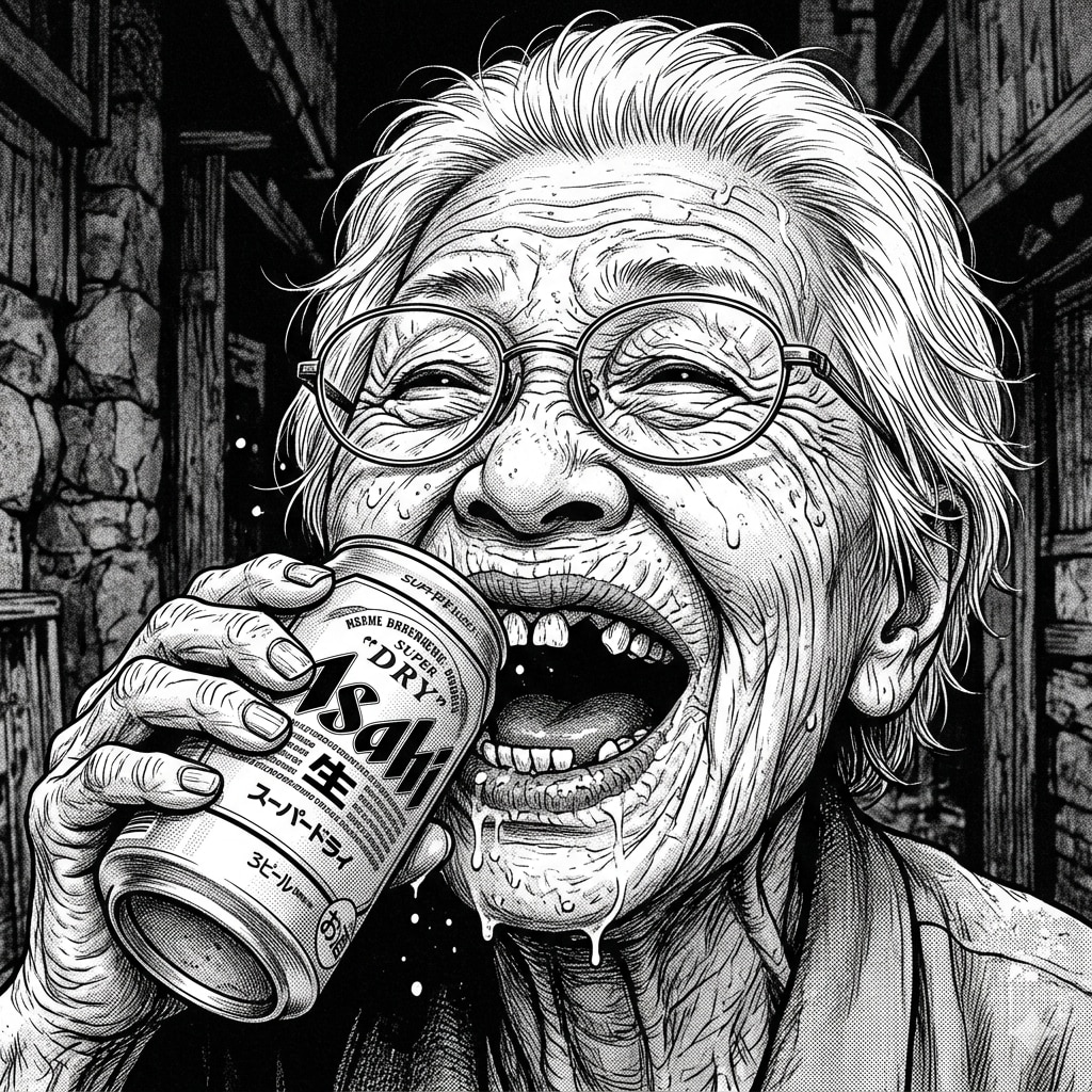 麦酒を飲むお婆ちゃん | の人気AIイラスト・グラビア