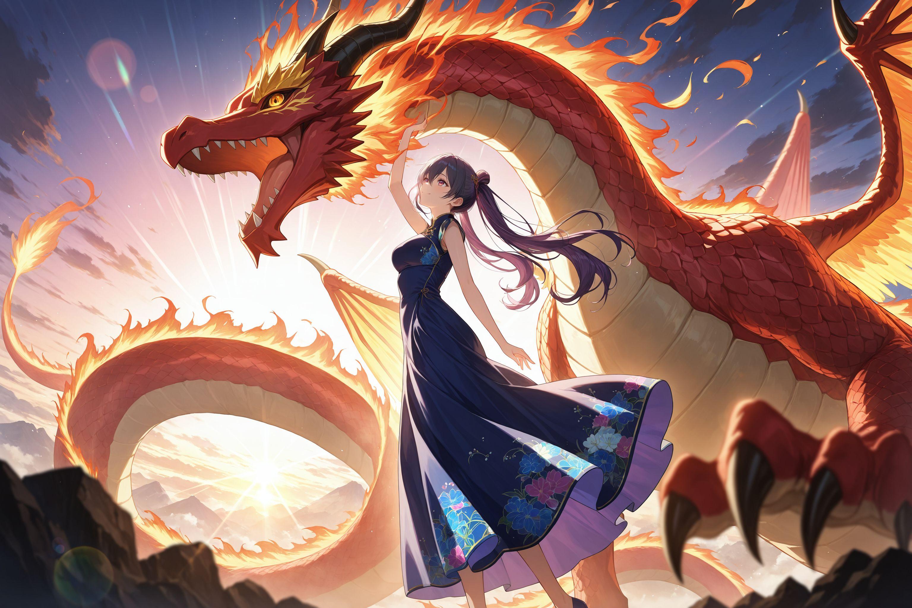 ドラゴン使いの少女（火竜サラマンダー）