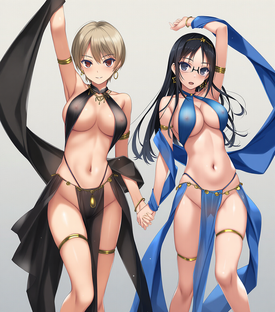 dancers, see-through sheer clothes