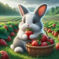 イチゴ狩りに来たウサギ 2枚目