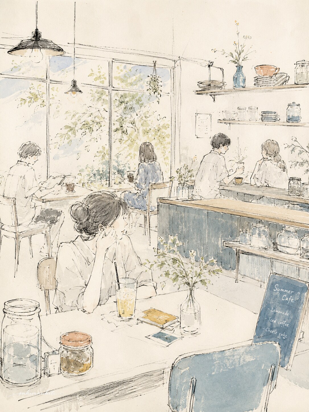 カフェにて