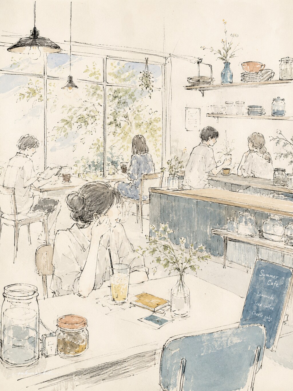 カフェにて