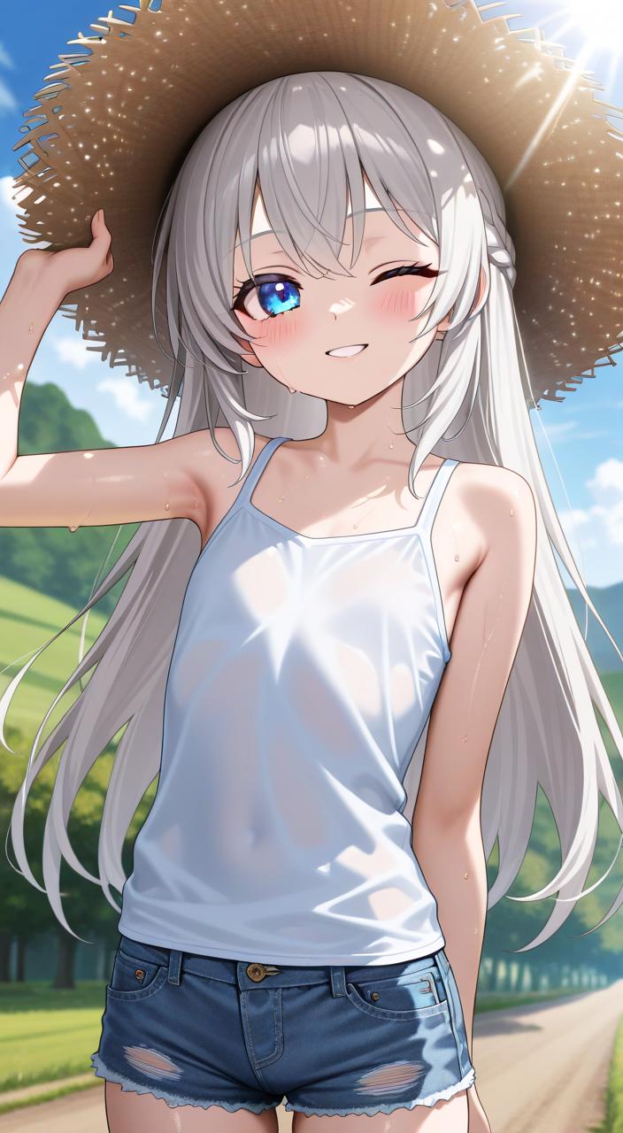 銀髪妹の夏コーデ　田舎Ver.