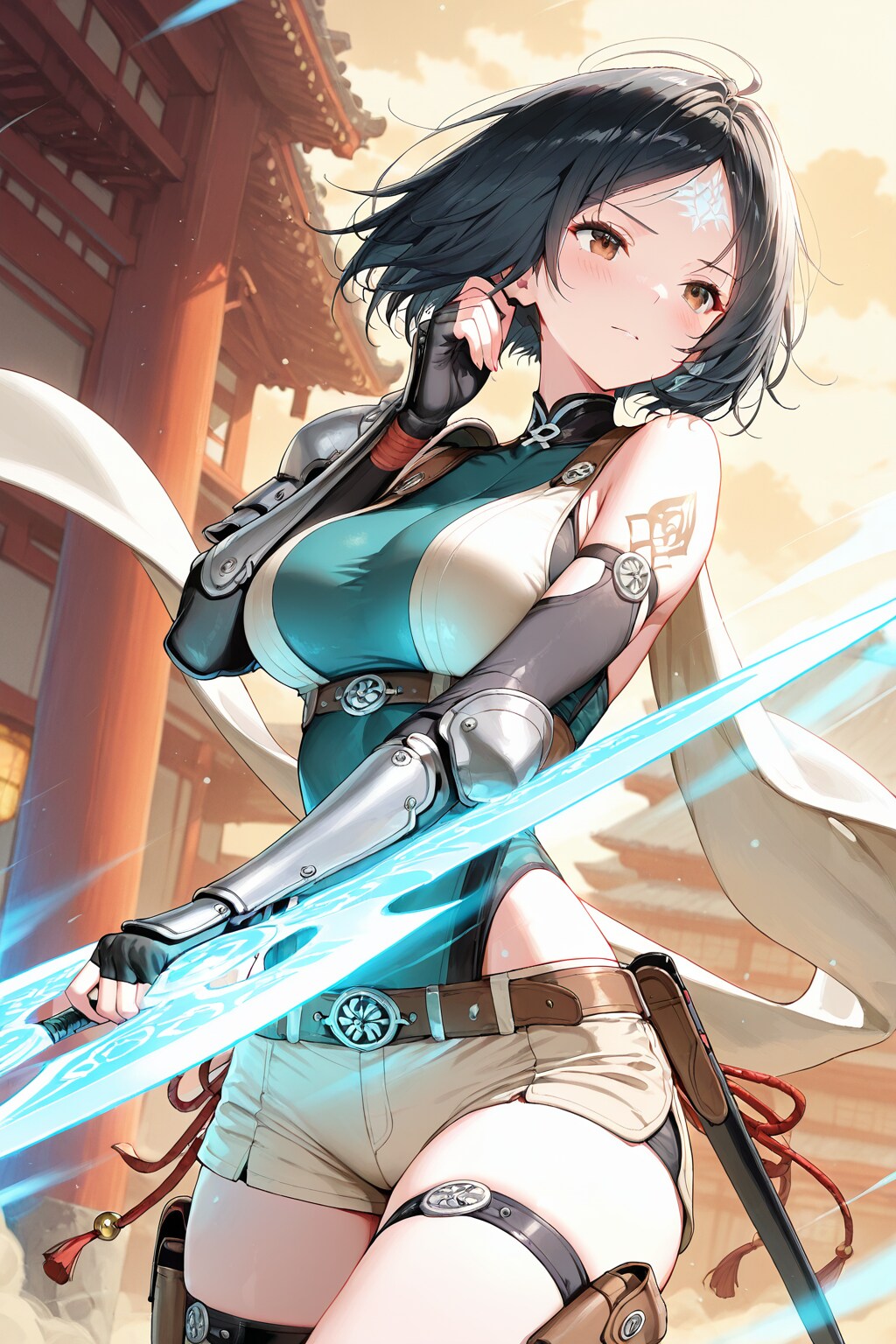 仮面を外したショートヘアのくのいち