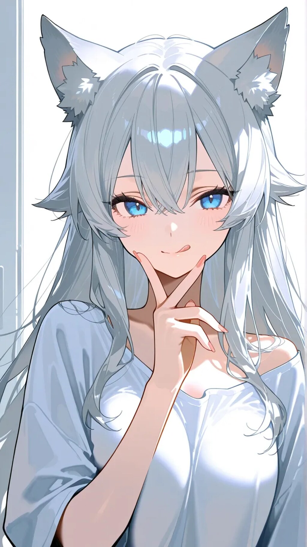 ウルフヘアの舌ペロ