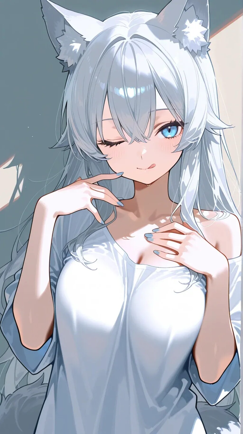 ウルフヘアの舌ペロ