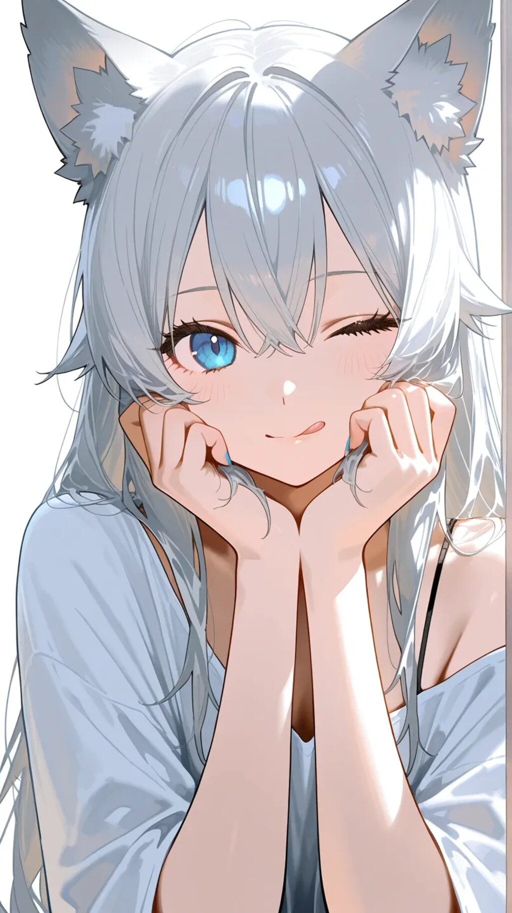 ウルフヘアの舌ペロ