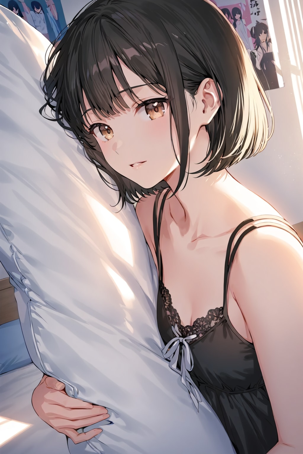 枕を抱く子