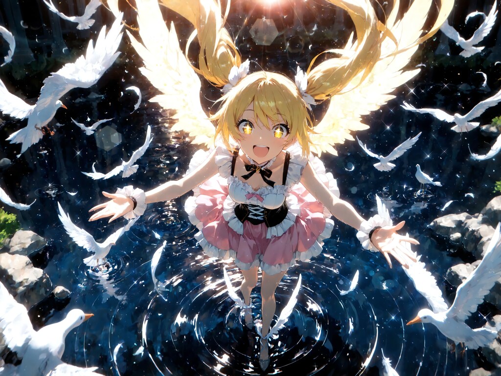 光の中の羽ばたき