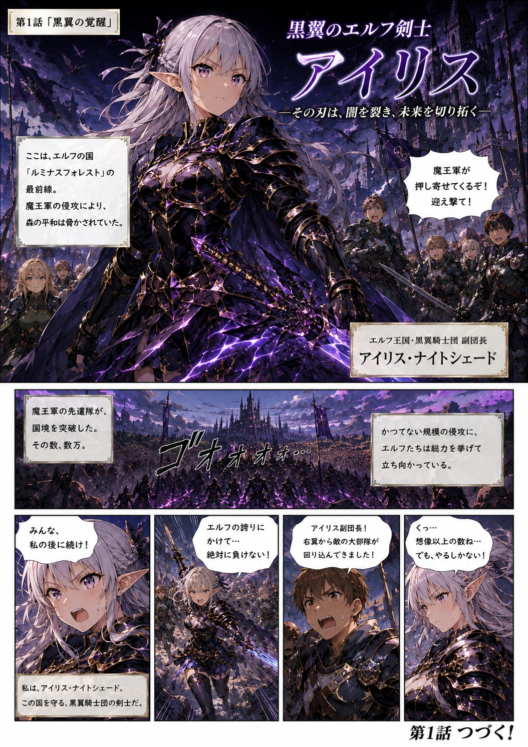 バトルするエルフの女の子