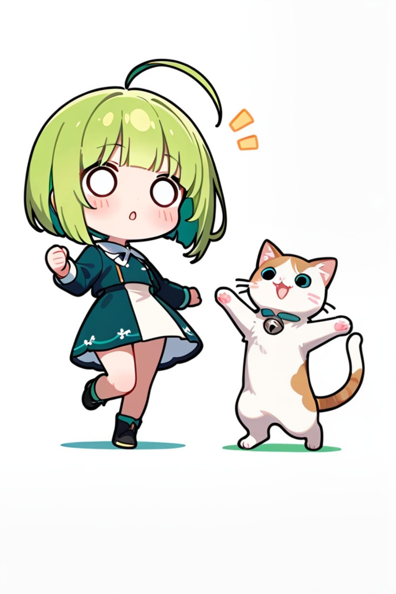 猫と緑髪ちゃん | の人気AIイラスト・グラビア