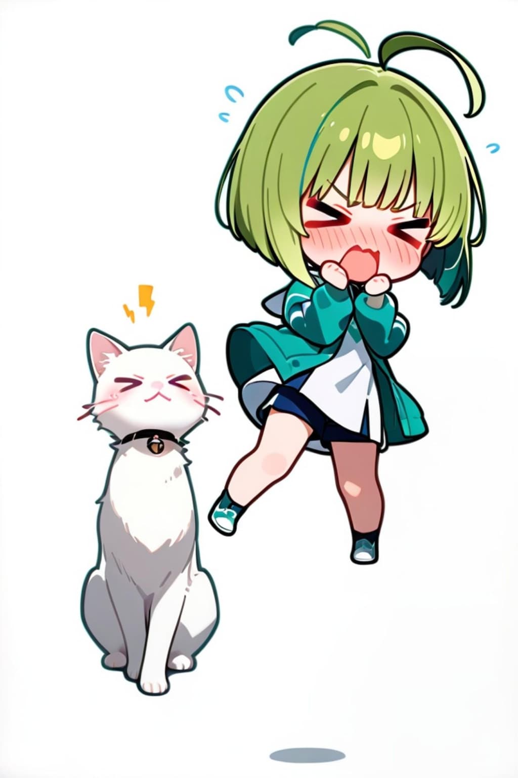 猫と緑髪ちゃん