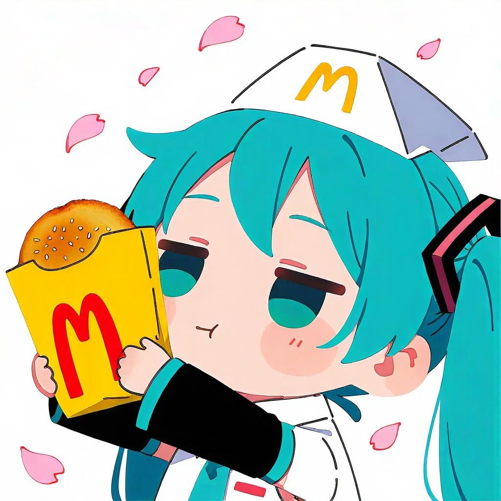 今日のお昼はマクドナルドにしようと考えているちびミクさん | の人気AIイラスト・グラビア