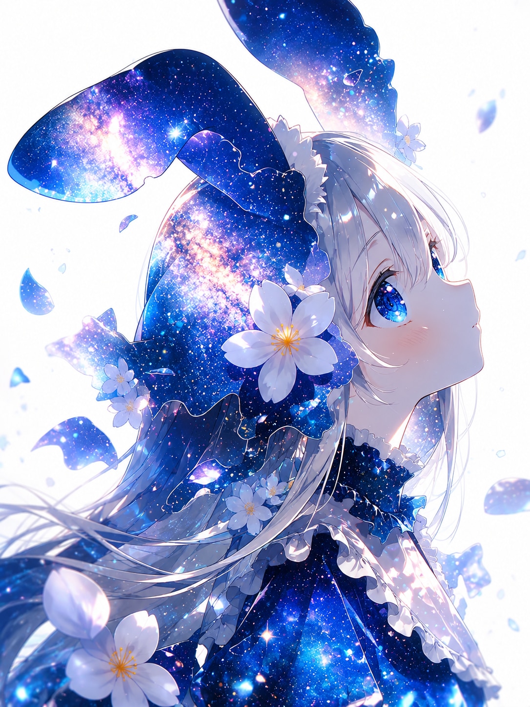 銀河を纏う、白花の少女