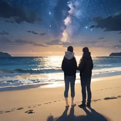 二人と夕日 | の人気AIイラスト・グラビア