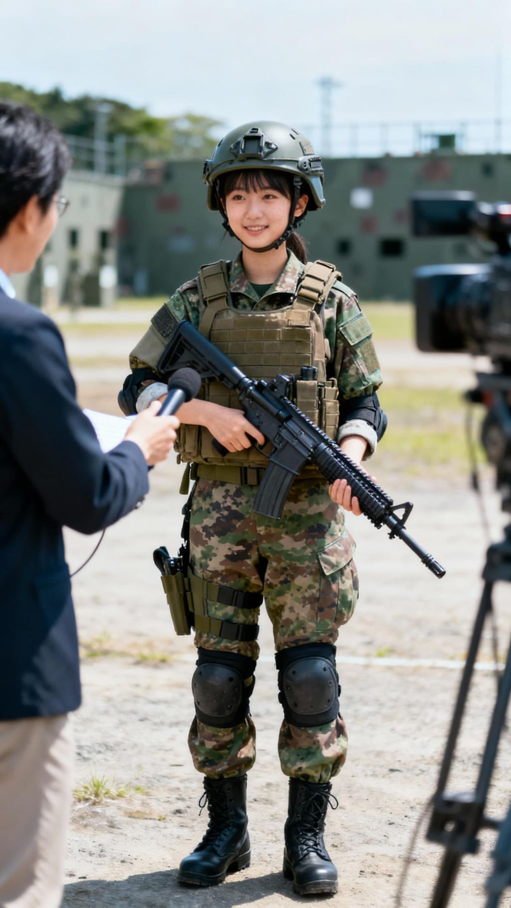 徴兵された少女にインタビューするマスゴミ
