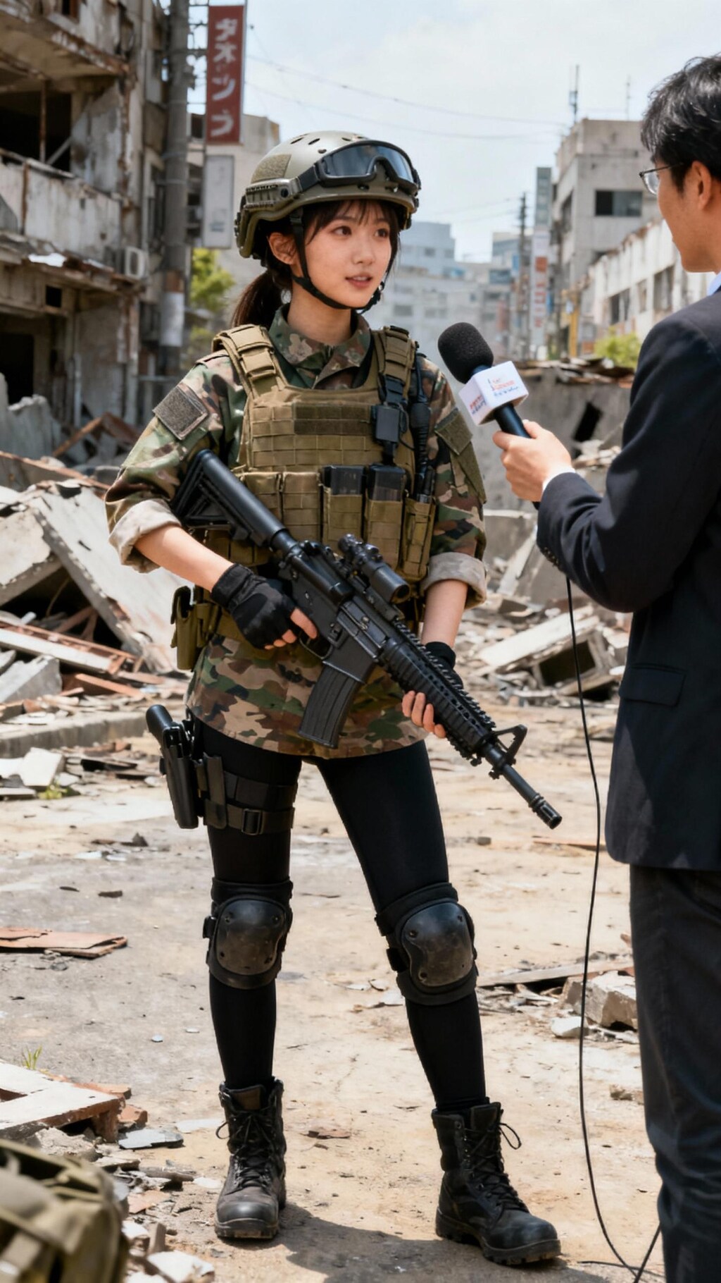 徴兵された少女にインタビューするマスゴミ