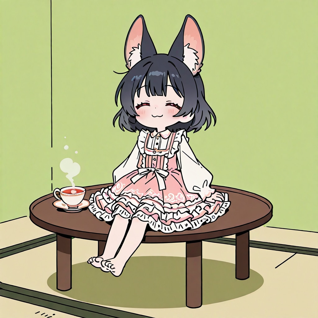 フリルドレスでティータイム