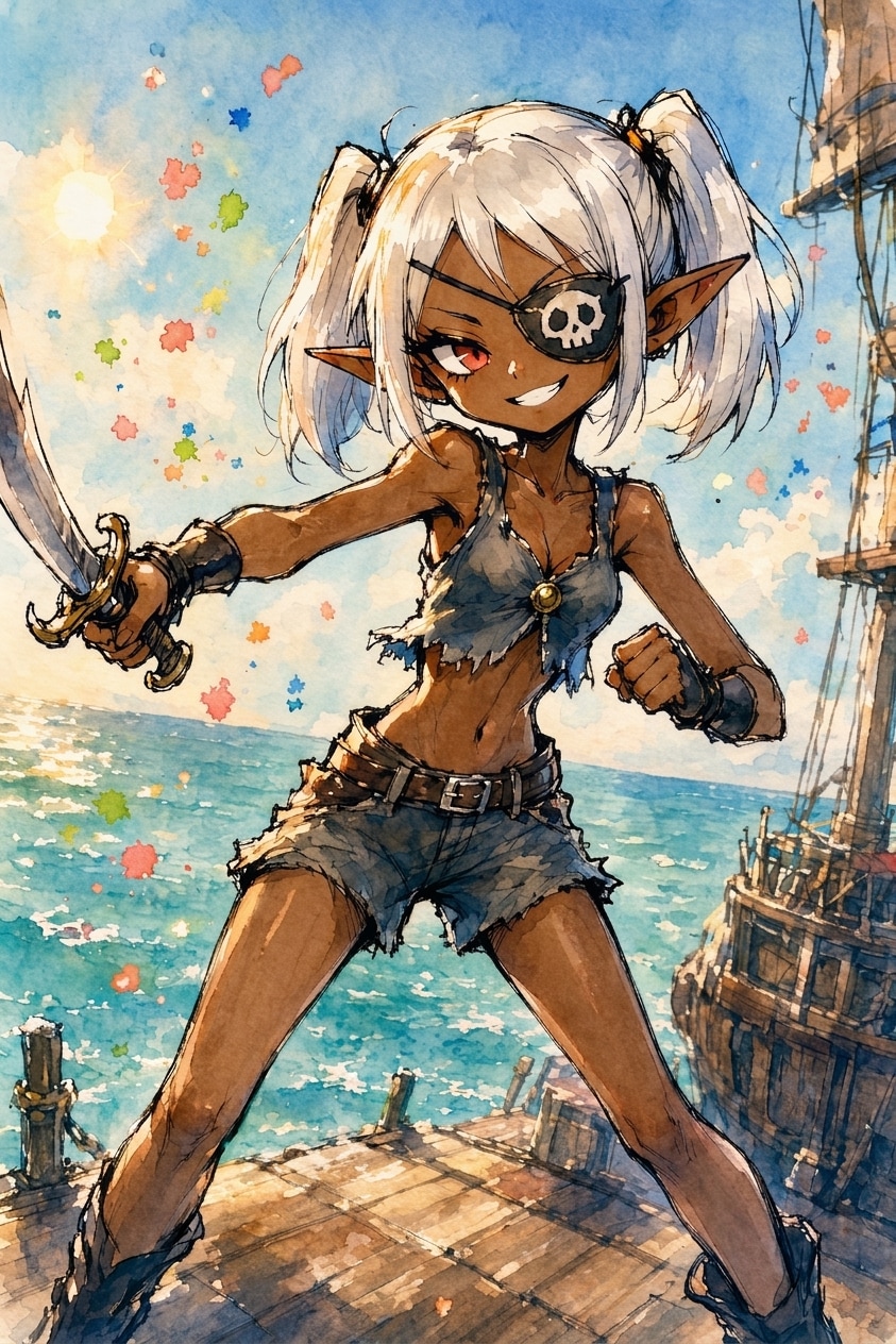 女海賊💀エルフ | の人気AIイラスト・グラビア