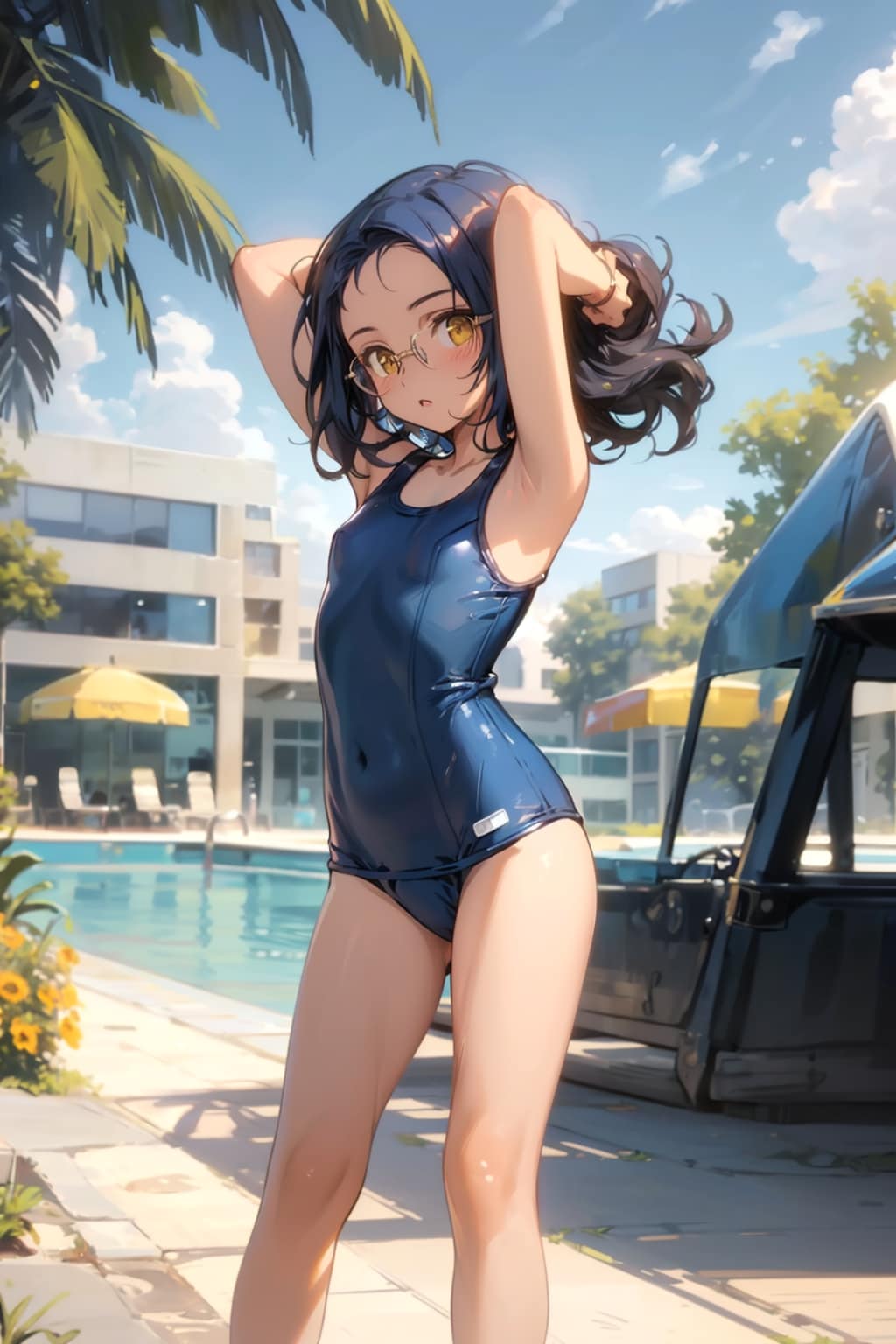 スク水の眼鏡っ娘