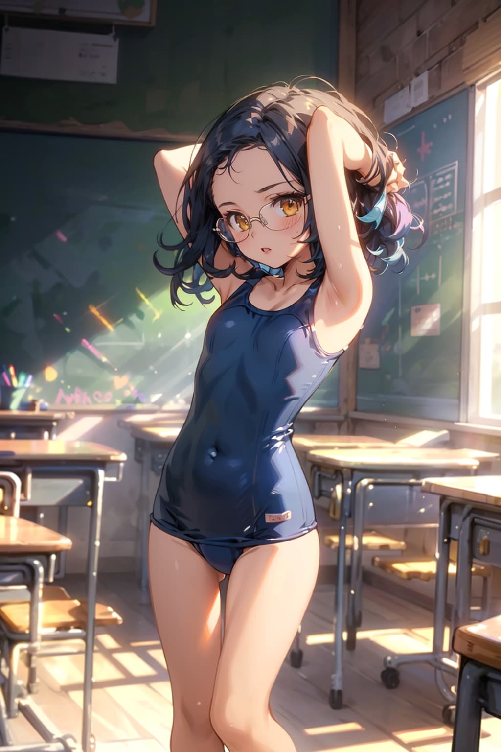 スク水の眼鏡っ娘