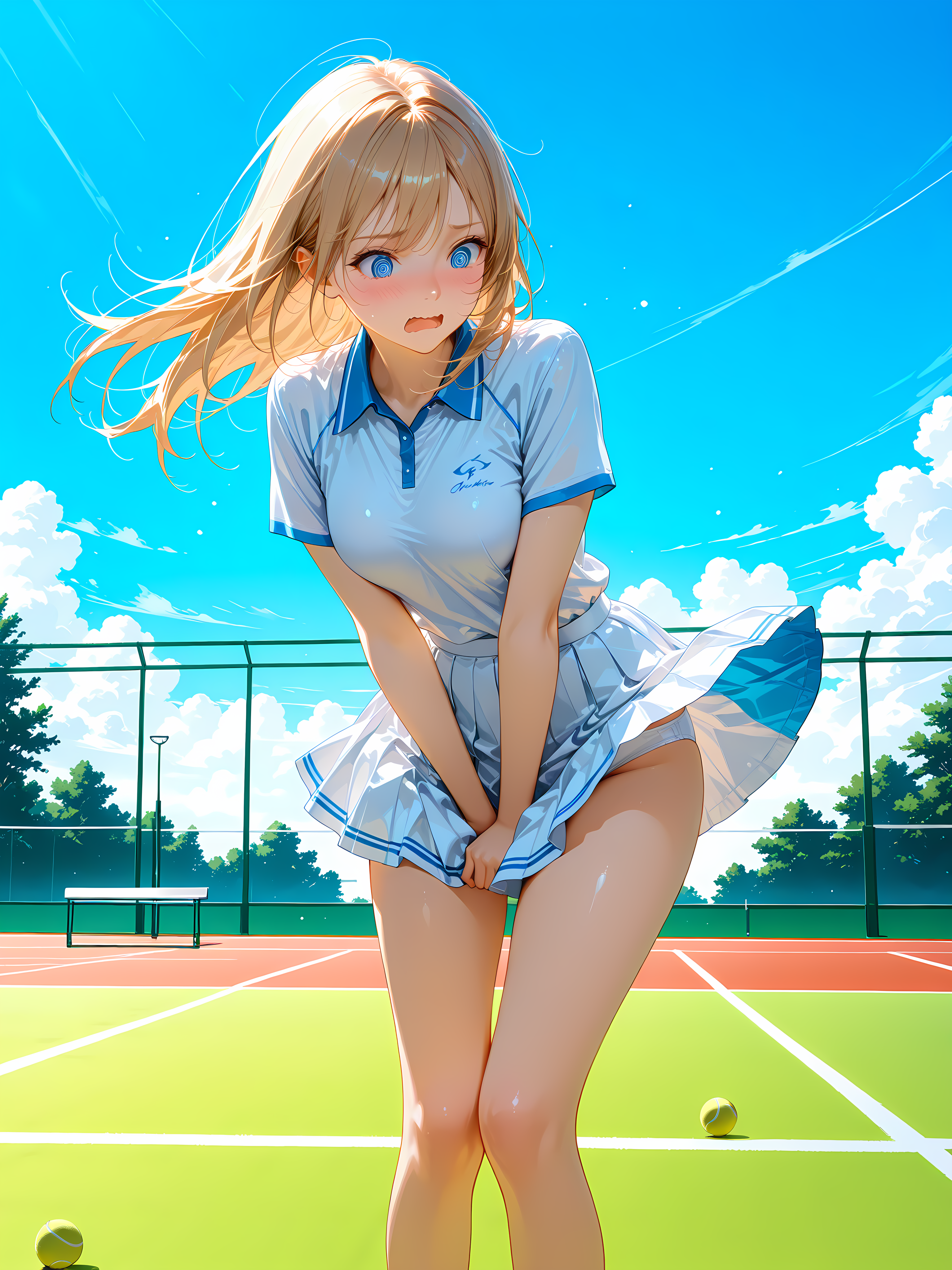 テニス少女と風のいたずら