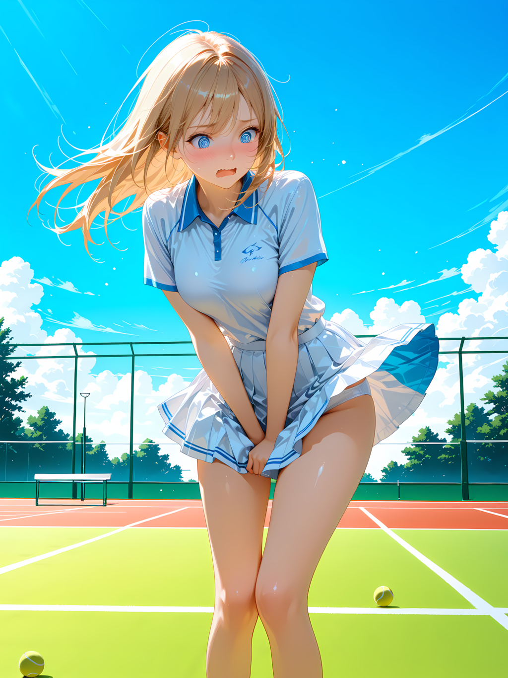 テニス少女と風のいたずら
