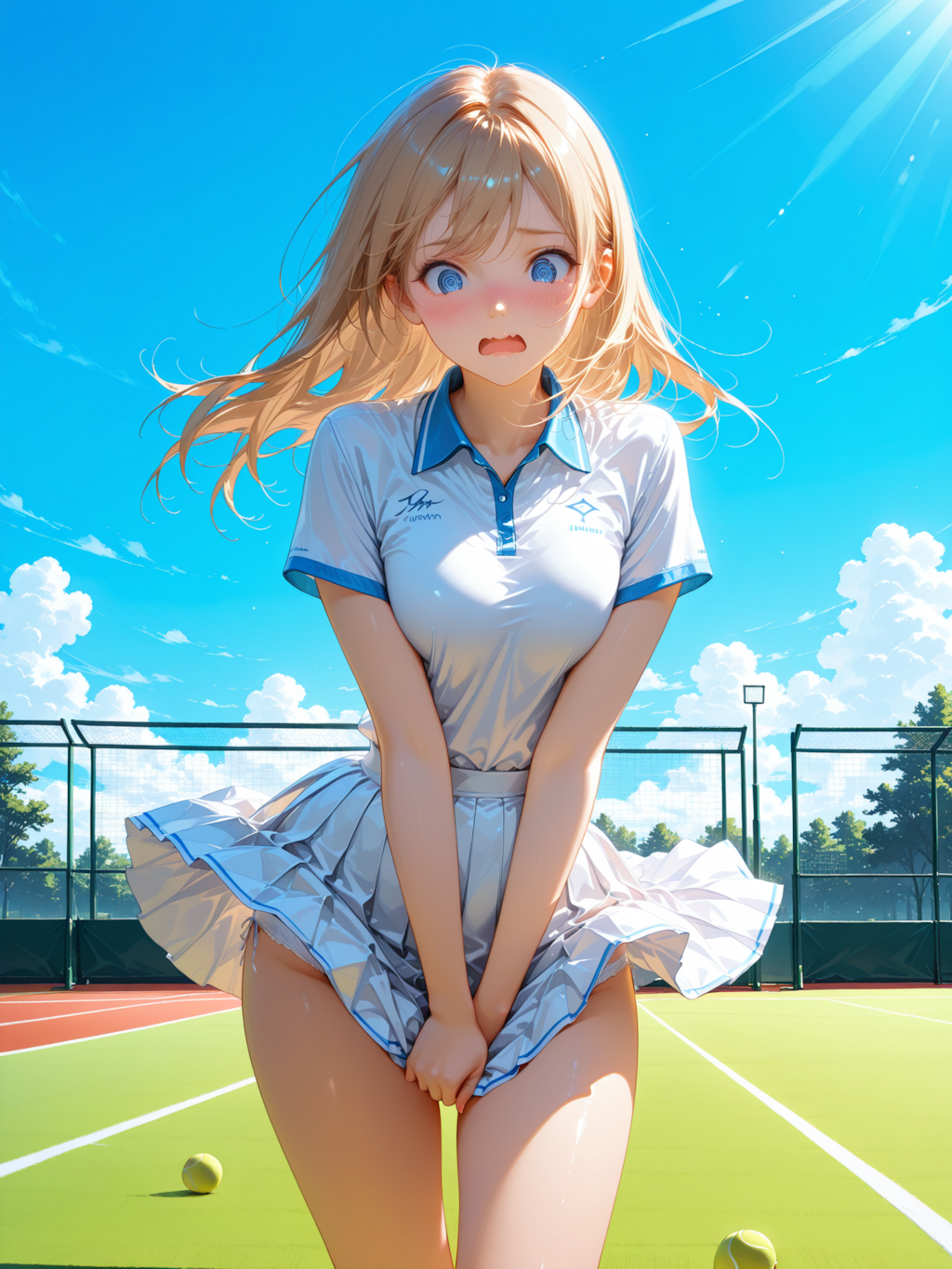 テニス少女と風のいたずら