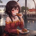 ハンバーガーを食べるめぐみん 3枚目