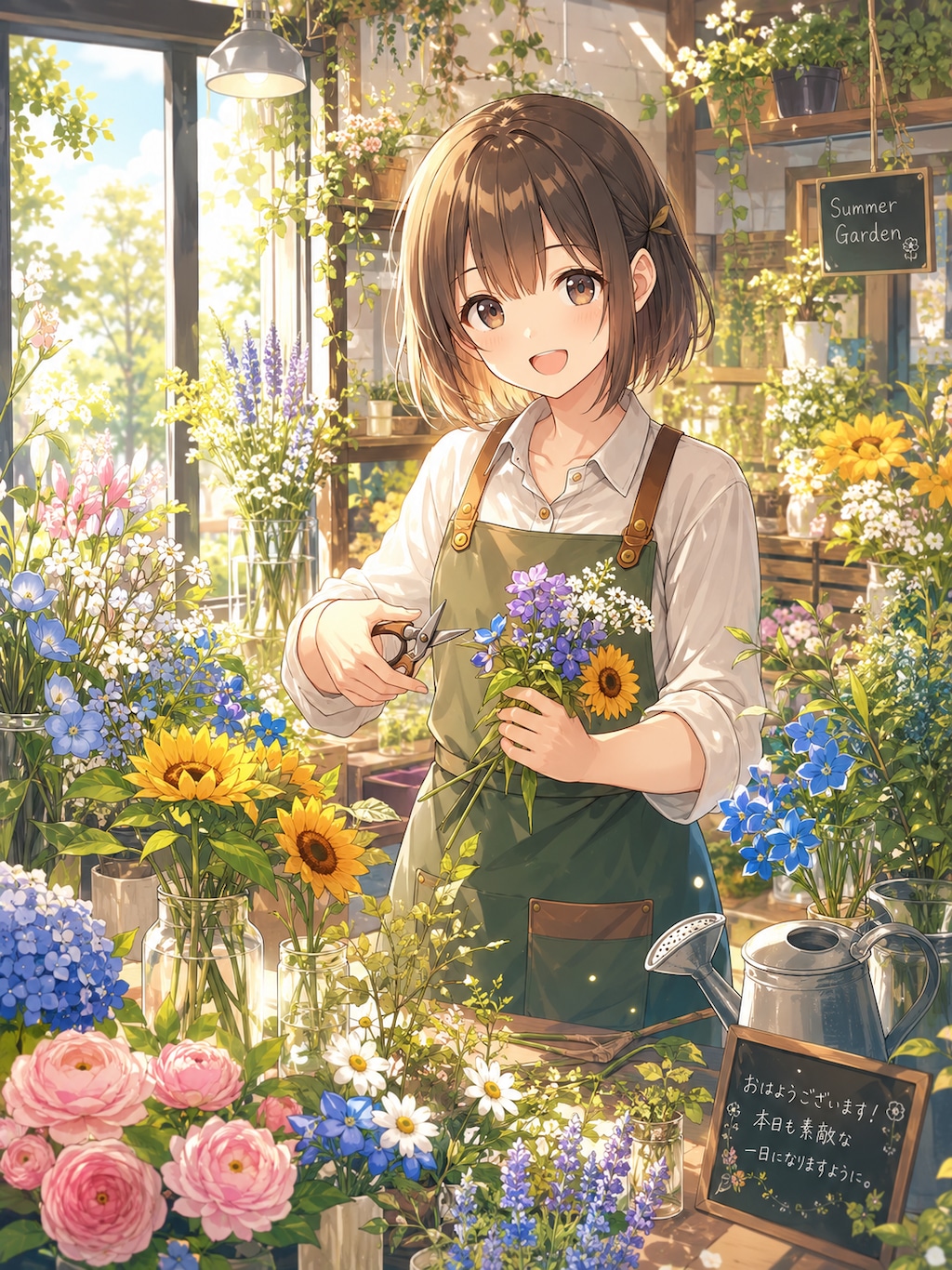 朝いちばん、花におはよう