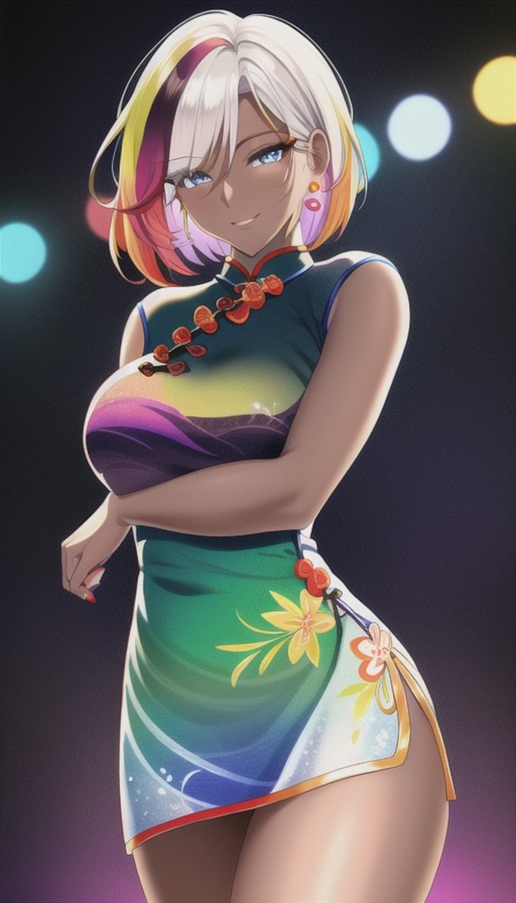 褐色チャイナドレスギャル