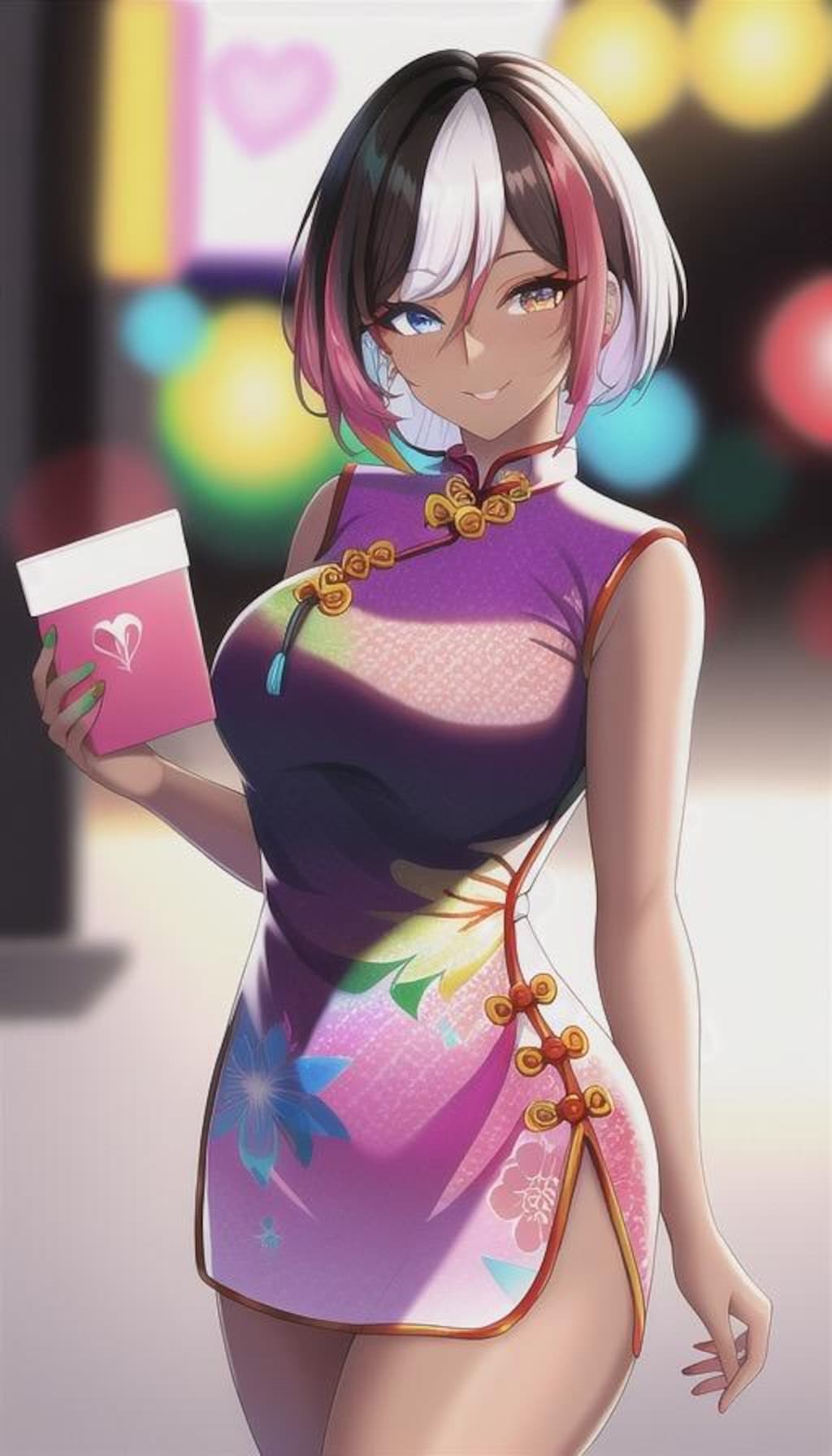 褐色チャイナドレスギャル