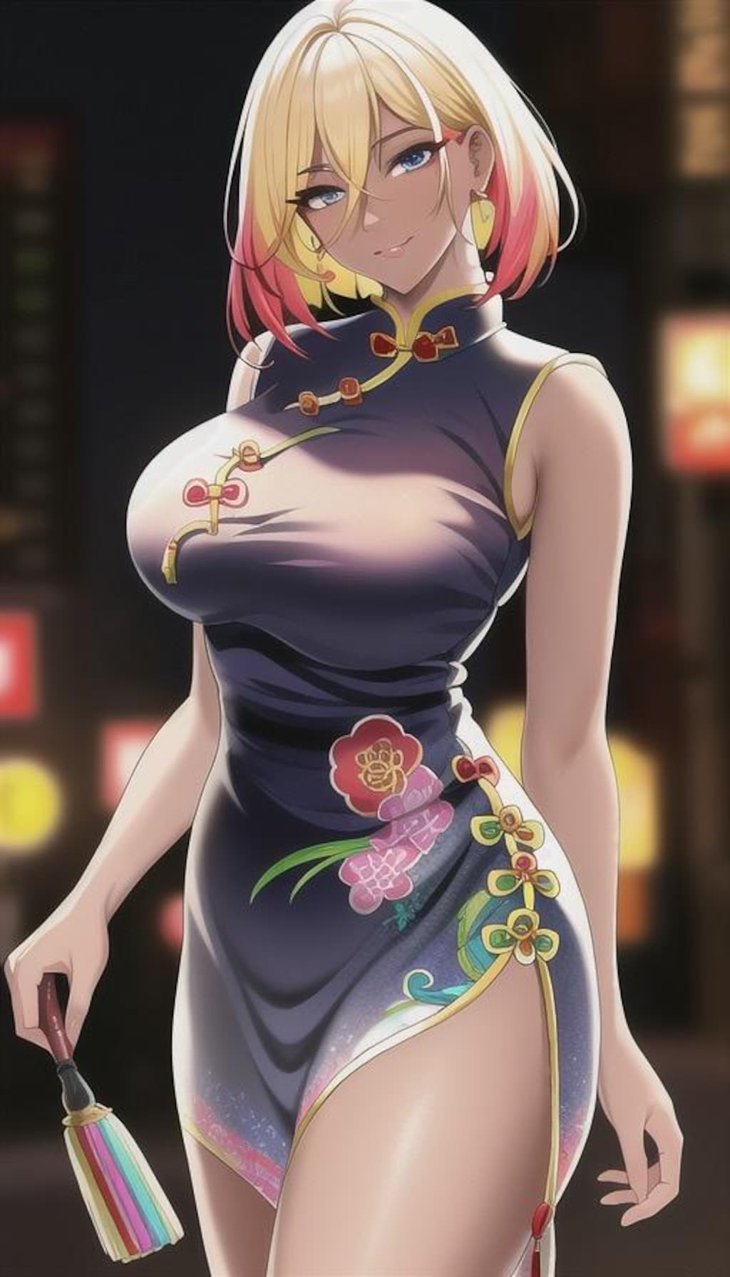 褐色チャイナドレスギャル