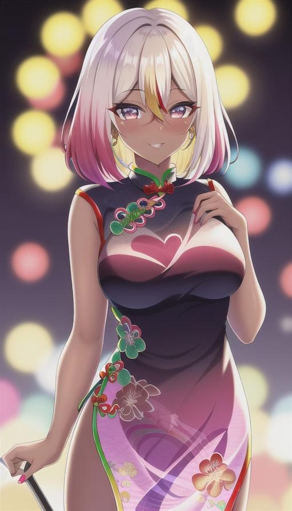 褐色チャイナドレスギャル