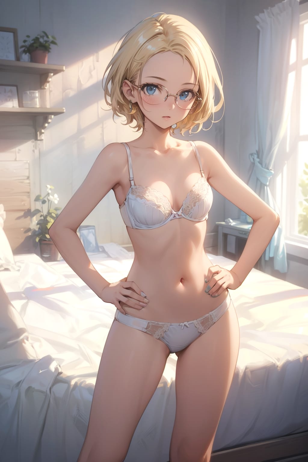 下着の眼鏡っ娘