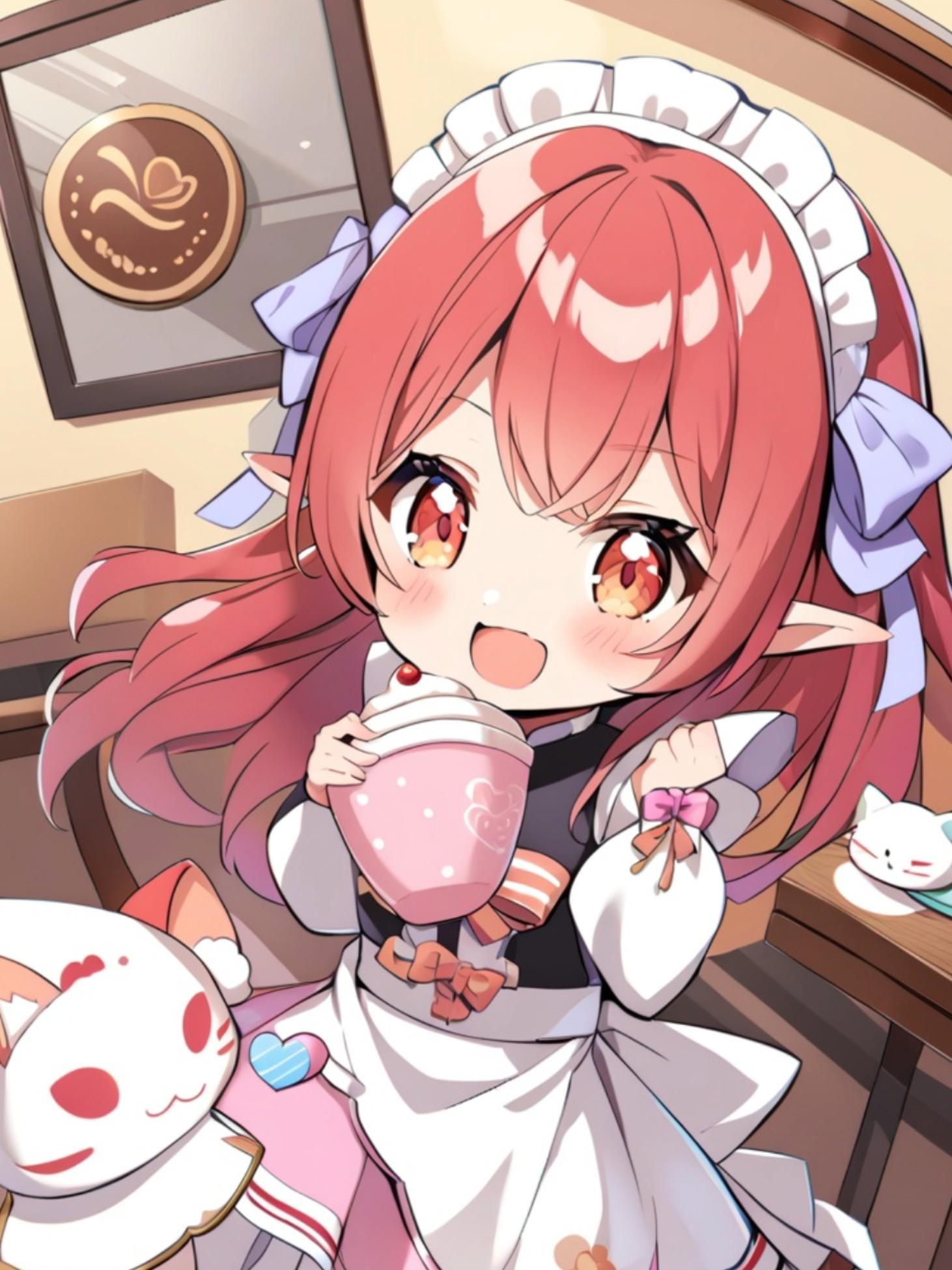 赤髪のエルフちゃんメイド