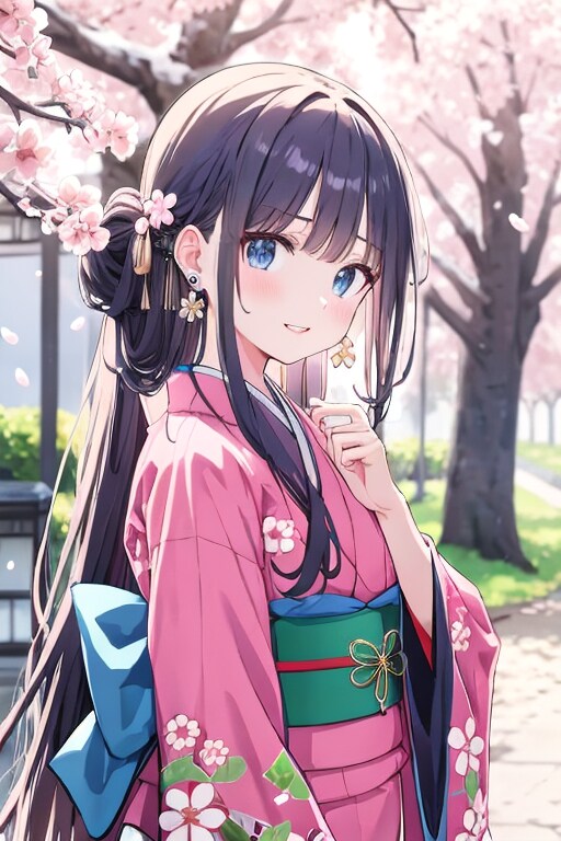 和装女子　花見
