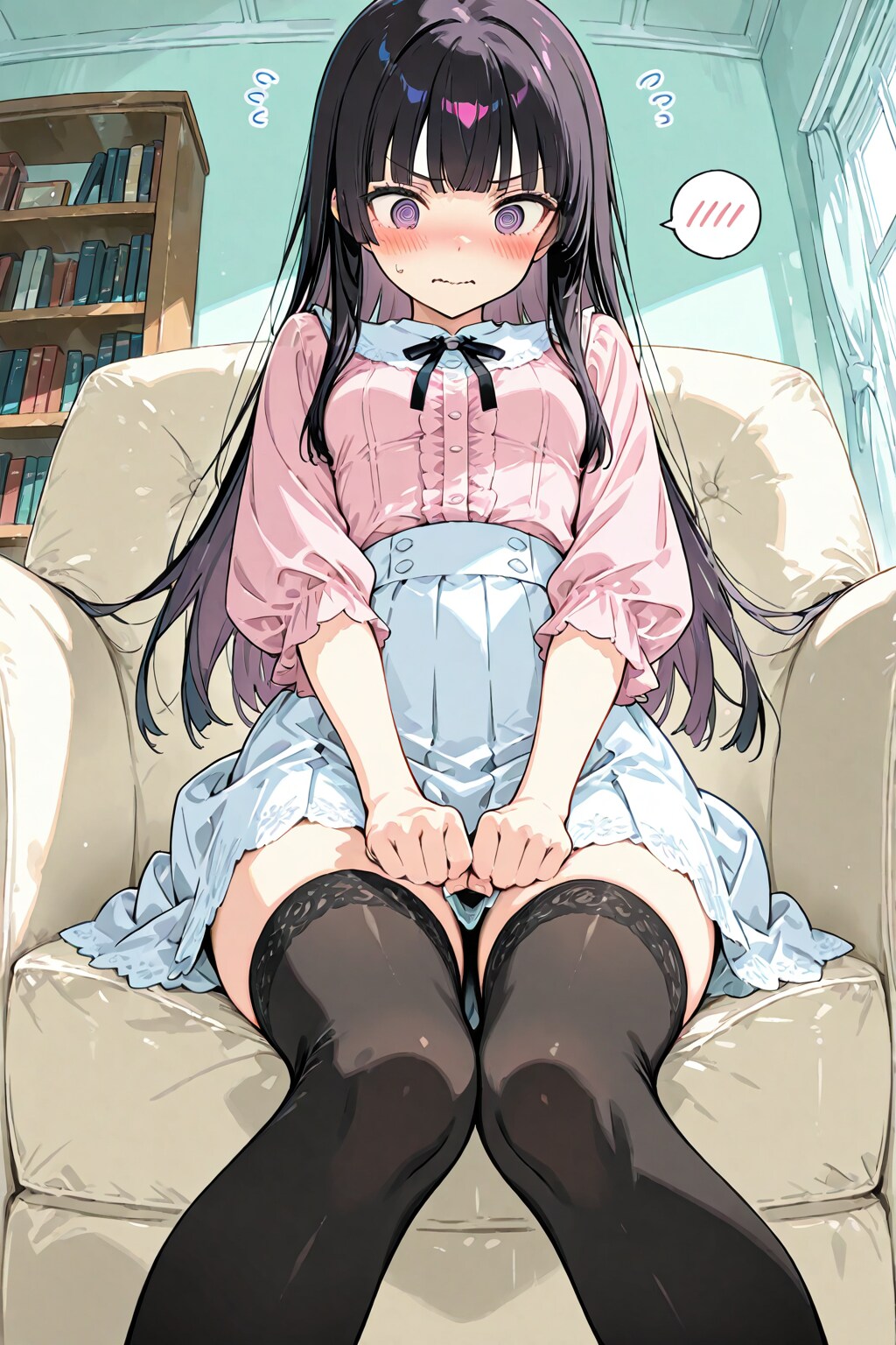 彼氏君の部屋『ええーっと、朝シャンしたし、下着は新しいのだし、べ、別に初めてじゃないし……大丈夫な、はず！』カイリ（妹ちゃん） | の人気AIイラスト・グラビア