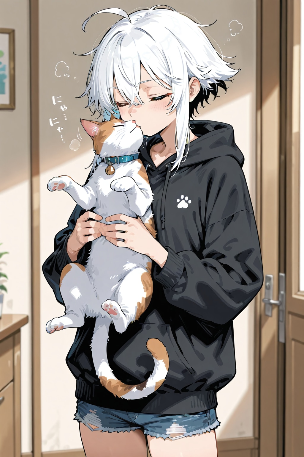 猫を吸う白黒 | の人気AIイラスト・グラビア