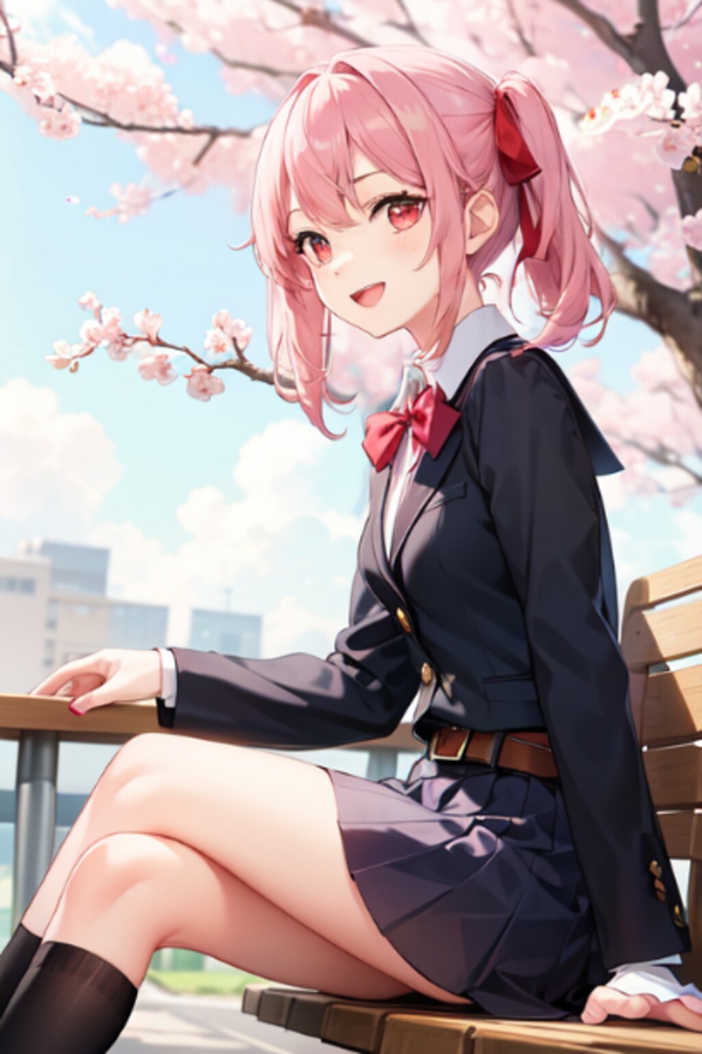 桜の木に桜色の髪の女の子