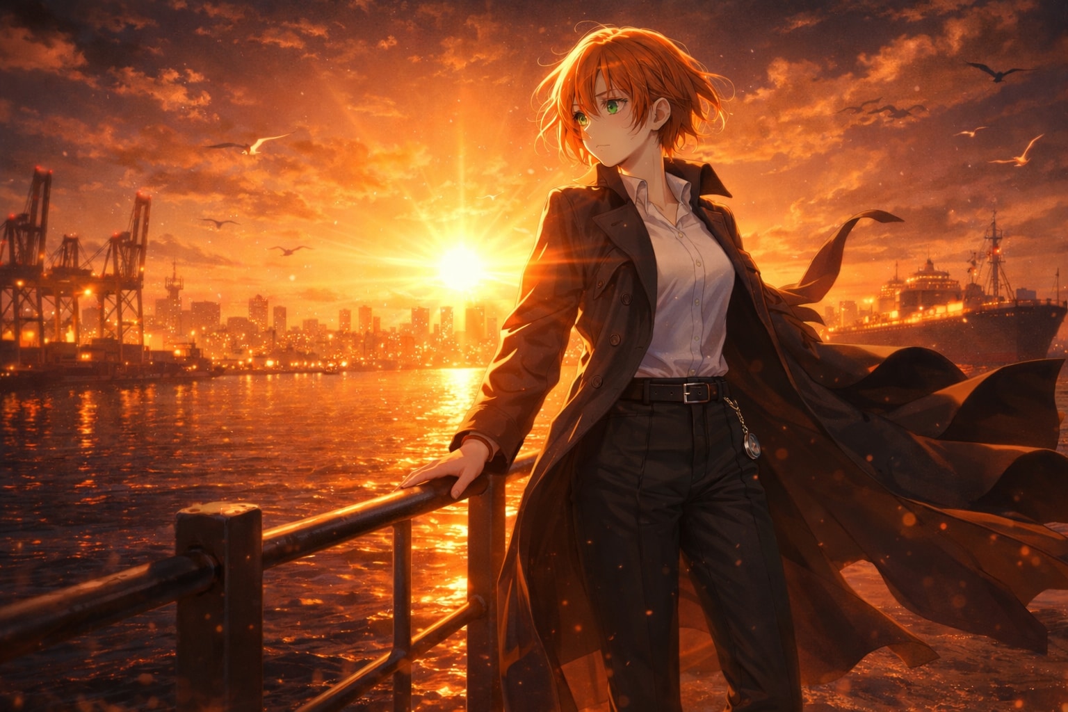 港の夕焼け | の人気AIイラスト・グラビア