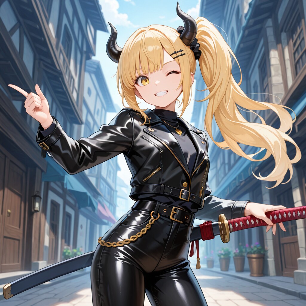 レザーと刀と女鬼高生さん