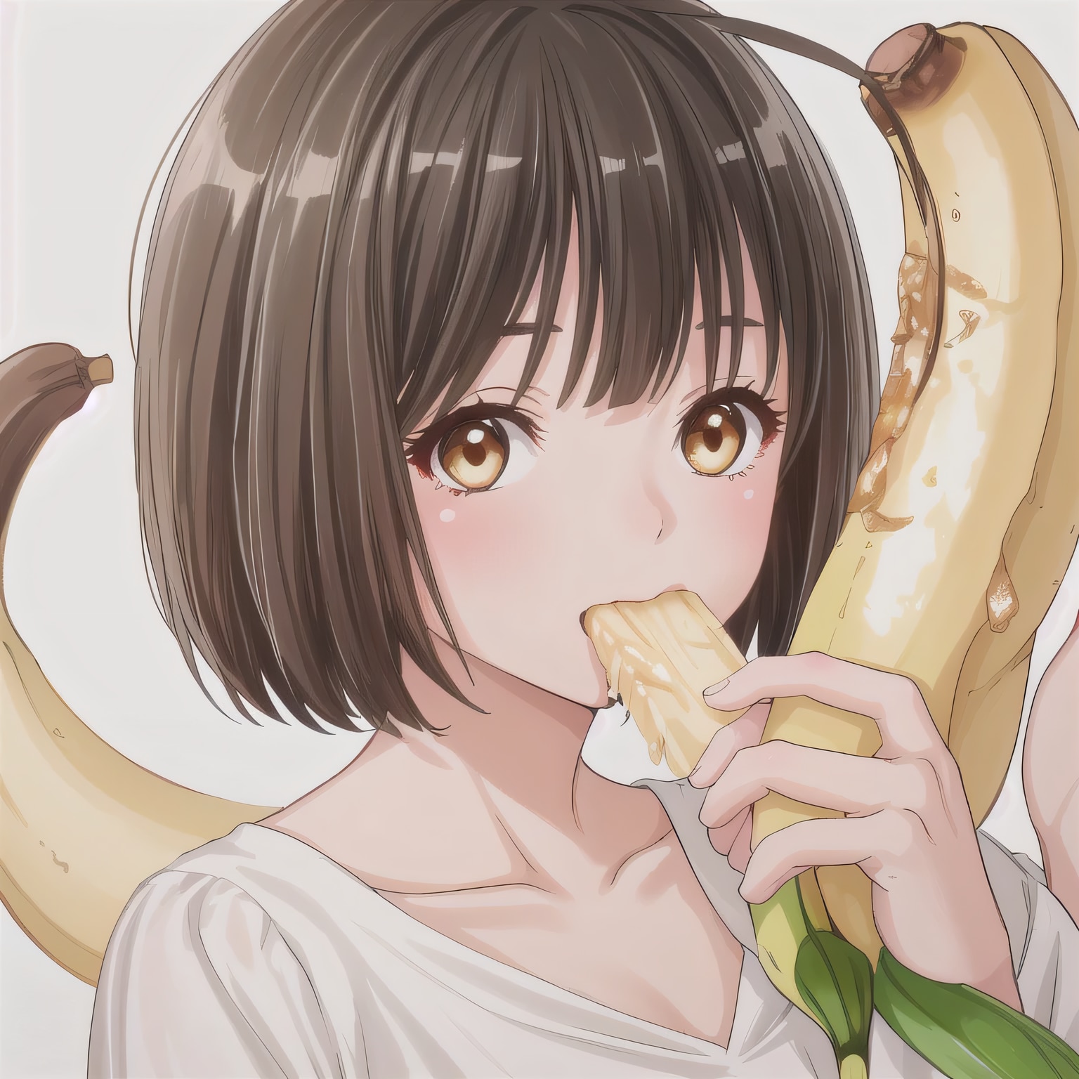 黒髪ボブでバナナの少女３ | の人気AIイラスト・グラビア