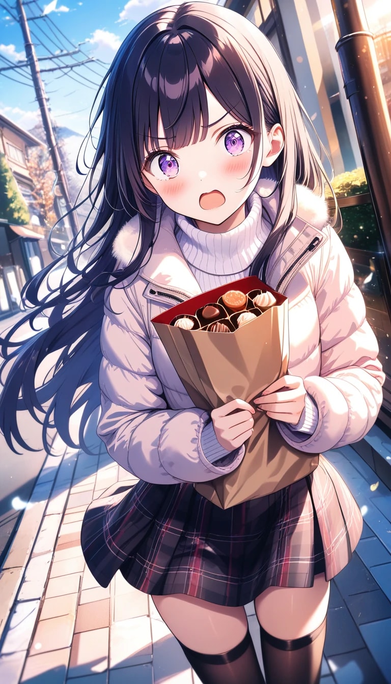 買い物『お兄ちゃん！？　あ……これは、違う！　たまたま買っただけだから！！』カイリ（妹ちゃん） | の人気AIイラスト・グラビア