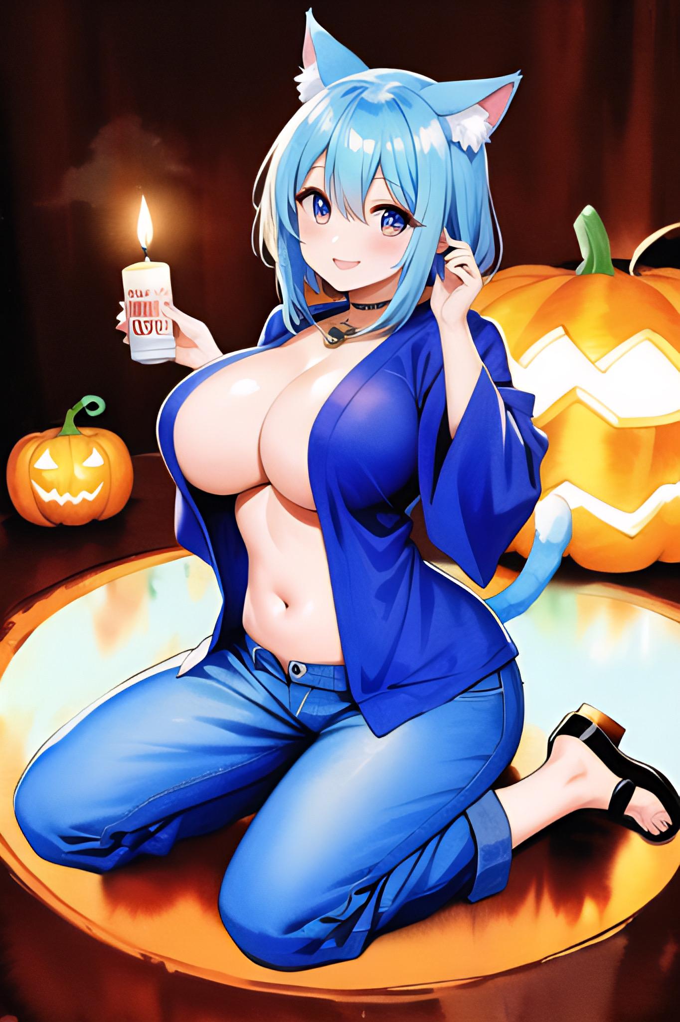ハロウィン世界から召喚された青の爆美女子