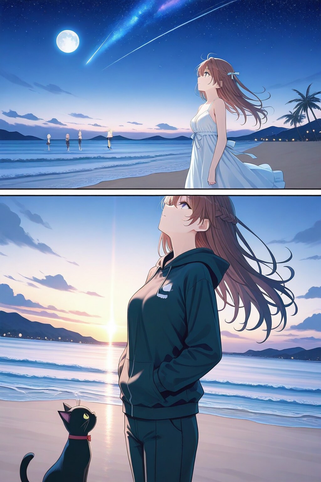 UNICORN.       砂浜の魔女と月 | の人気AIイラスト・グラビア