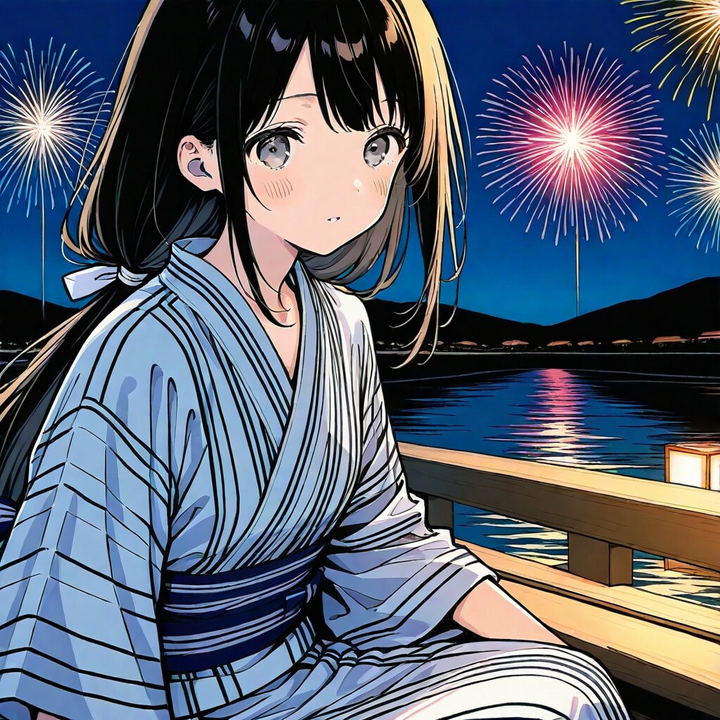 船から見る花火