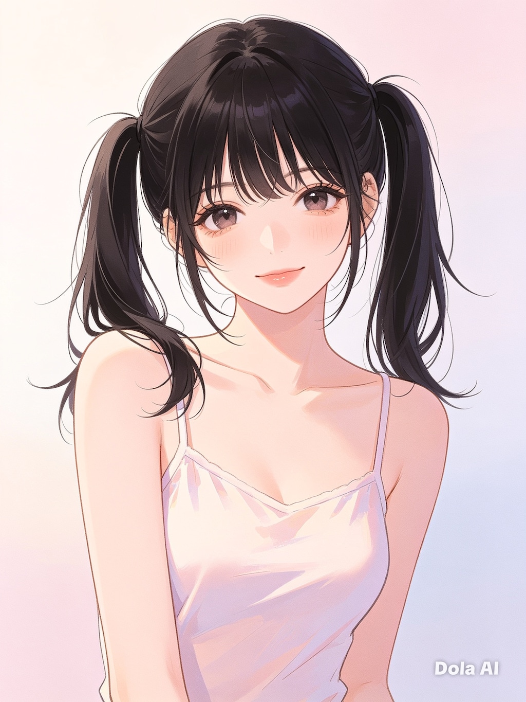 女の子、アニメ風のイラスト、キャミソール